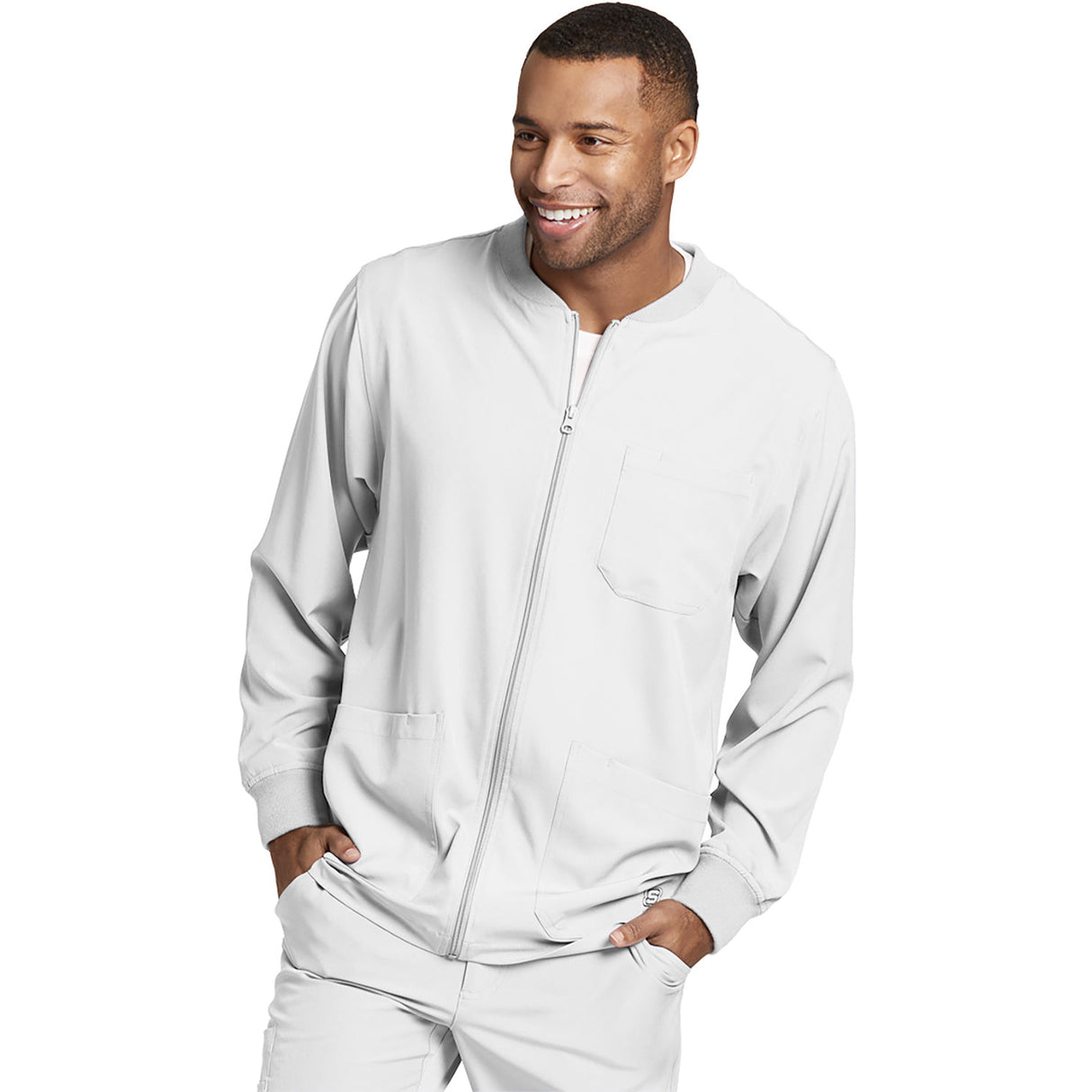 Skechers Men's Three-Pocket Zip-Up Structure Warm-Up Scrub Jacket