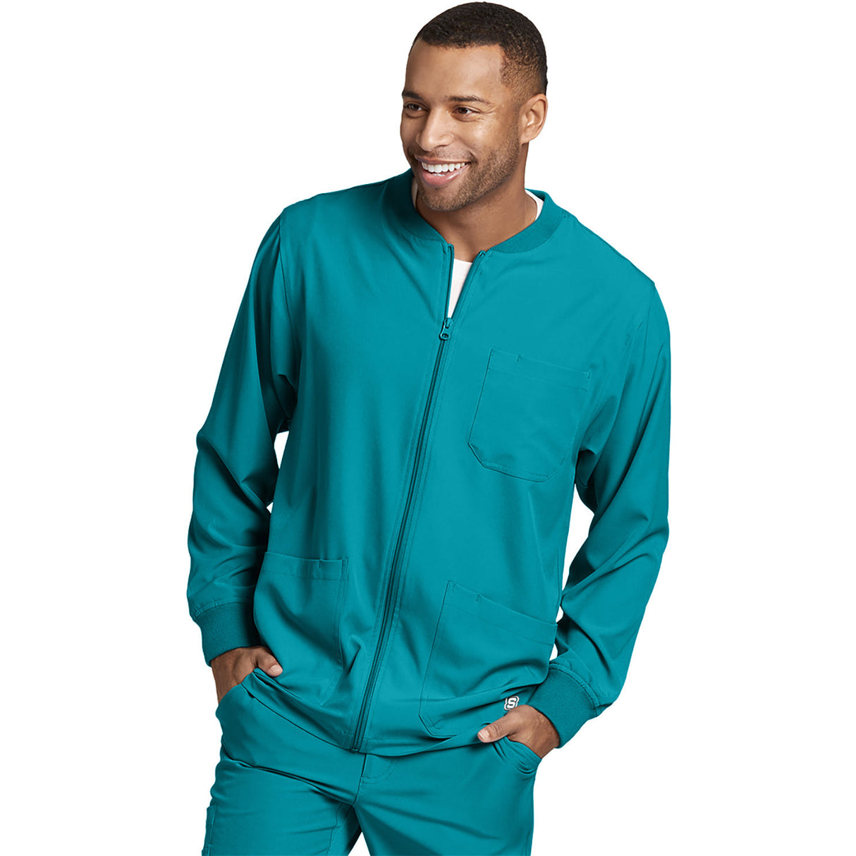 Skechers Men's Three-Pocket Zip-Up Structure Warm-Up Scrub Jacket