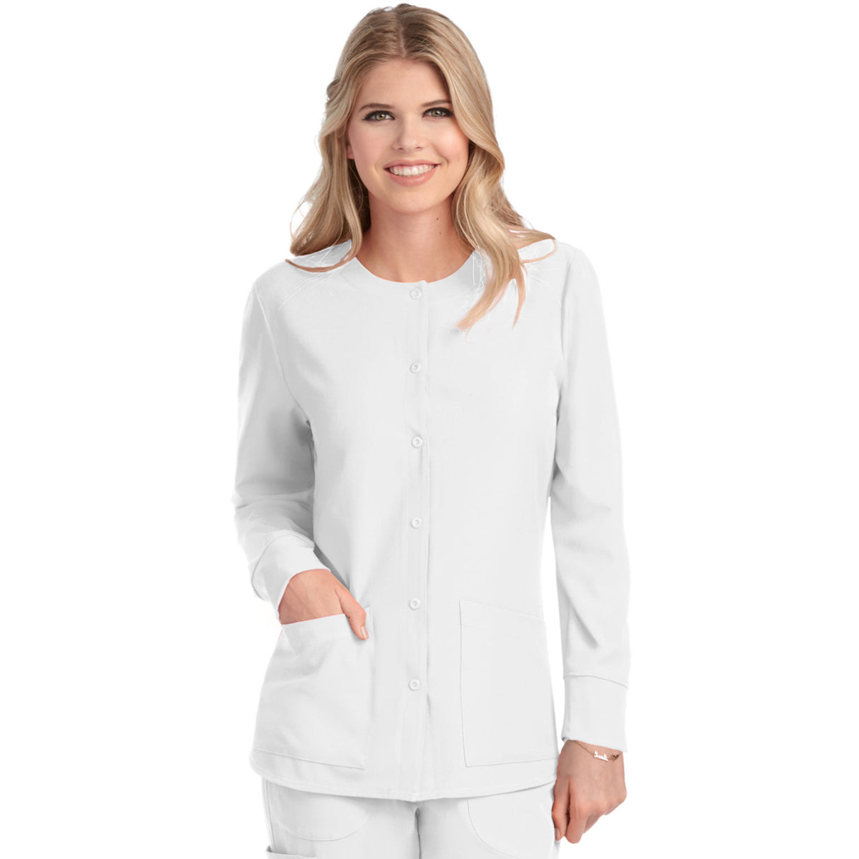 Skechers Women's Two-Pocket Snap-Front Stability Warm-Up Scrub Jacket