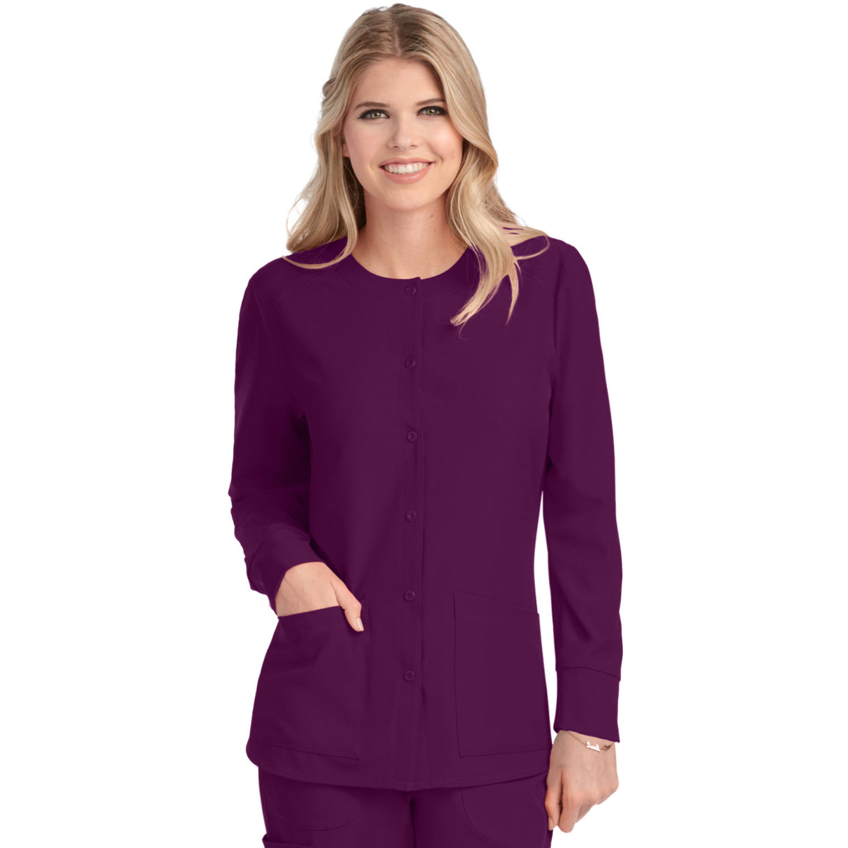 Skechers Women's Two-Pocket Snap-Front Stability Warm-Up Scrub Jacket