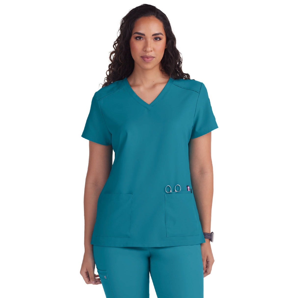 KOI Women's Three-Pocket V-Neck Cardi Top