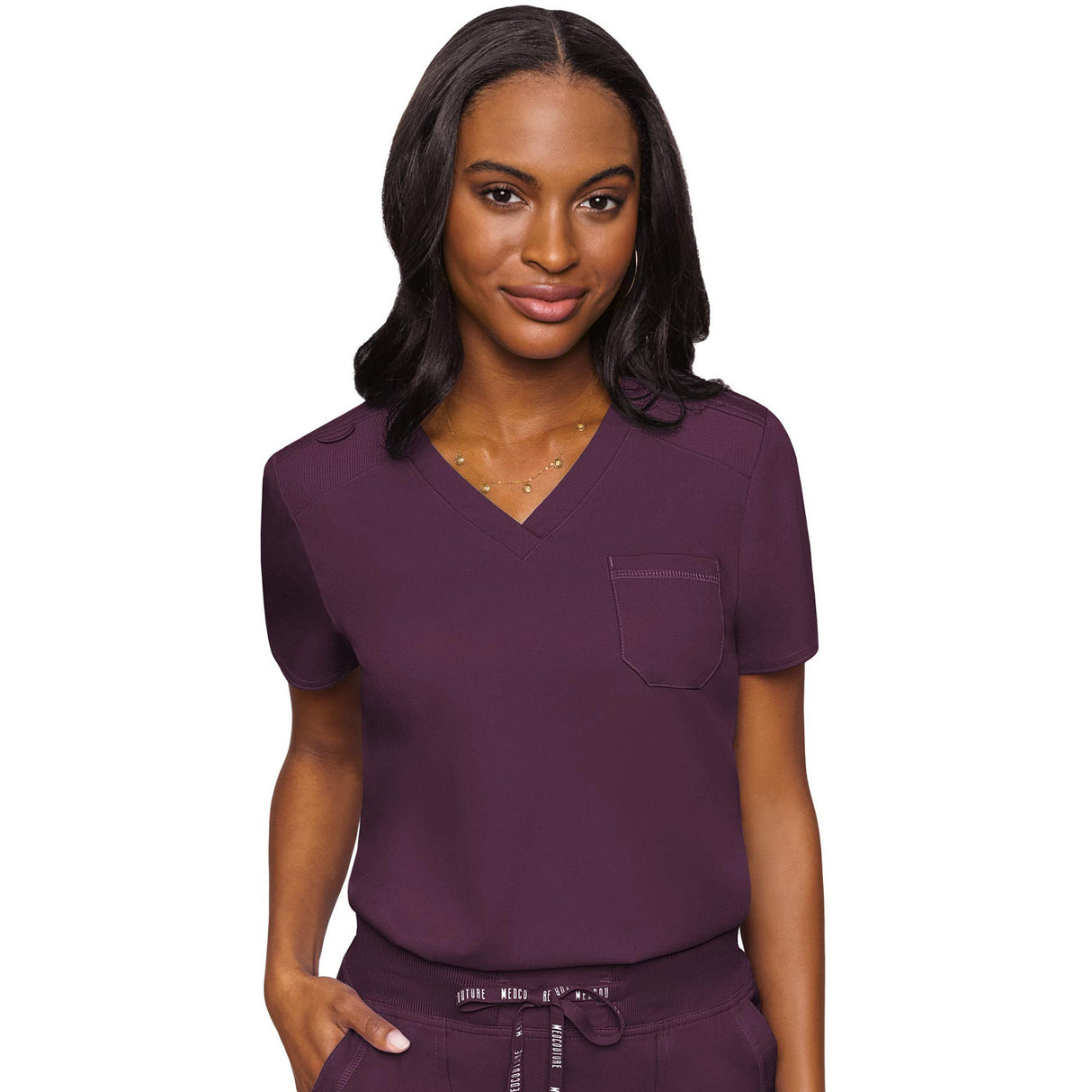 Med Couture Women's 1-Pocket V-Neck Top
