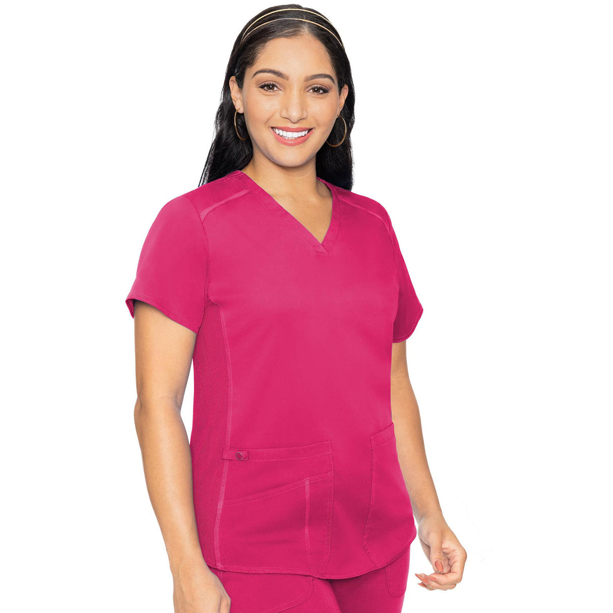 Med Couture Women's 4-Pocket V-Neck Shirttail Top