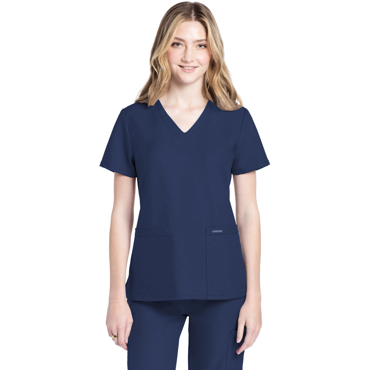 Cherokee Women's 2-Pocket V-Neck Top