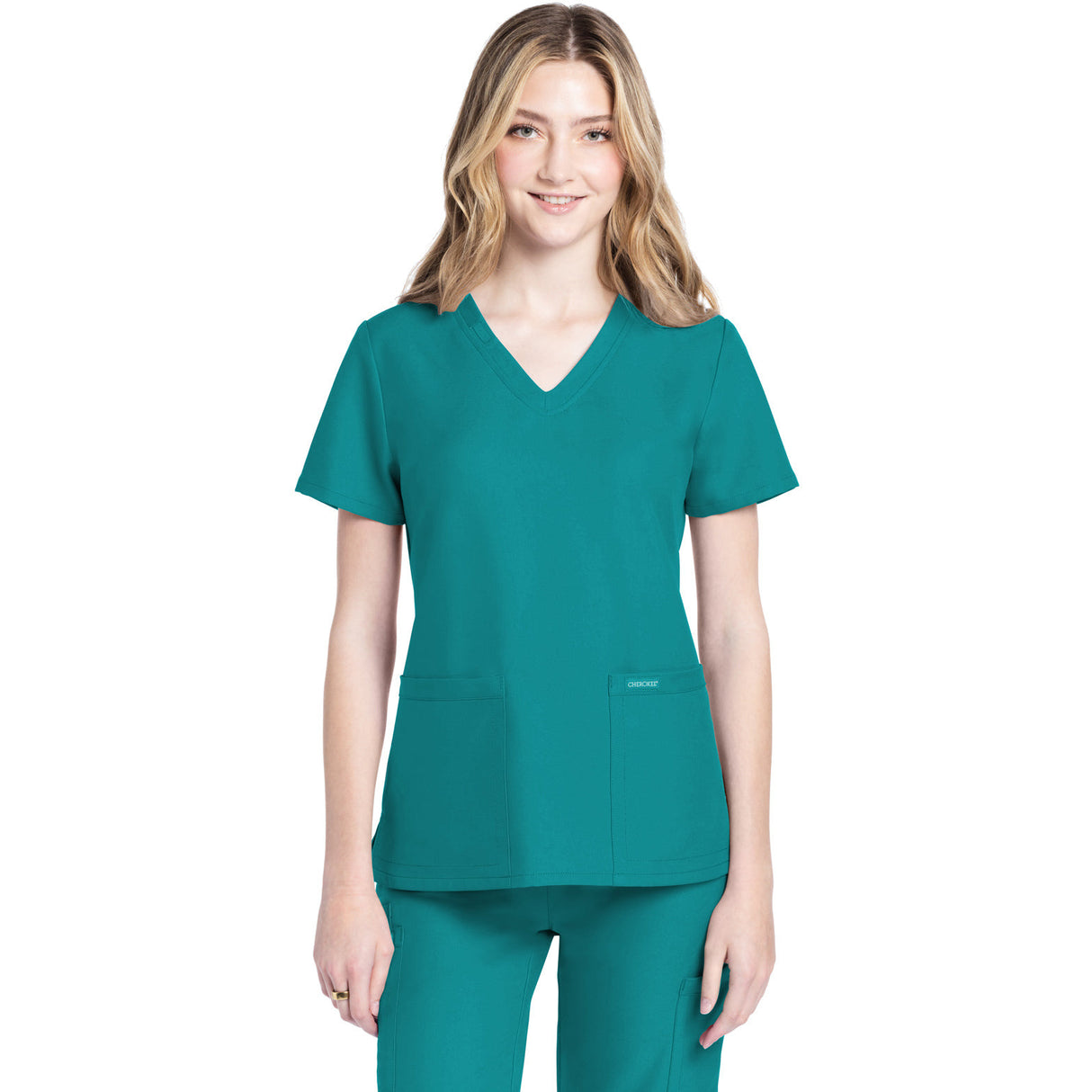 Cherokee Women's 2-Pocket V-Neck Top