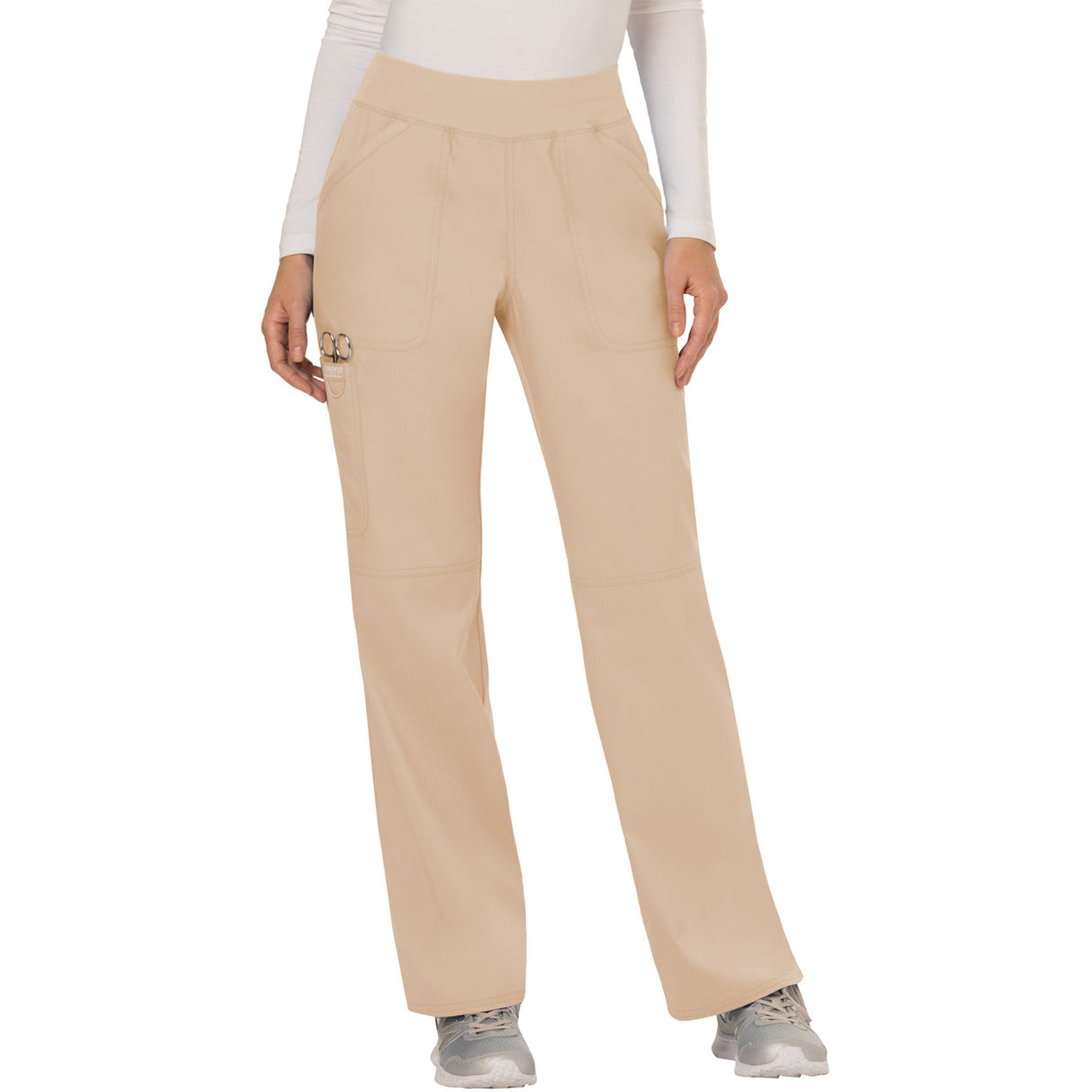 Cherokee Women's 4-Pocket Mid Rise Straight Leg Pull-on Pant