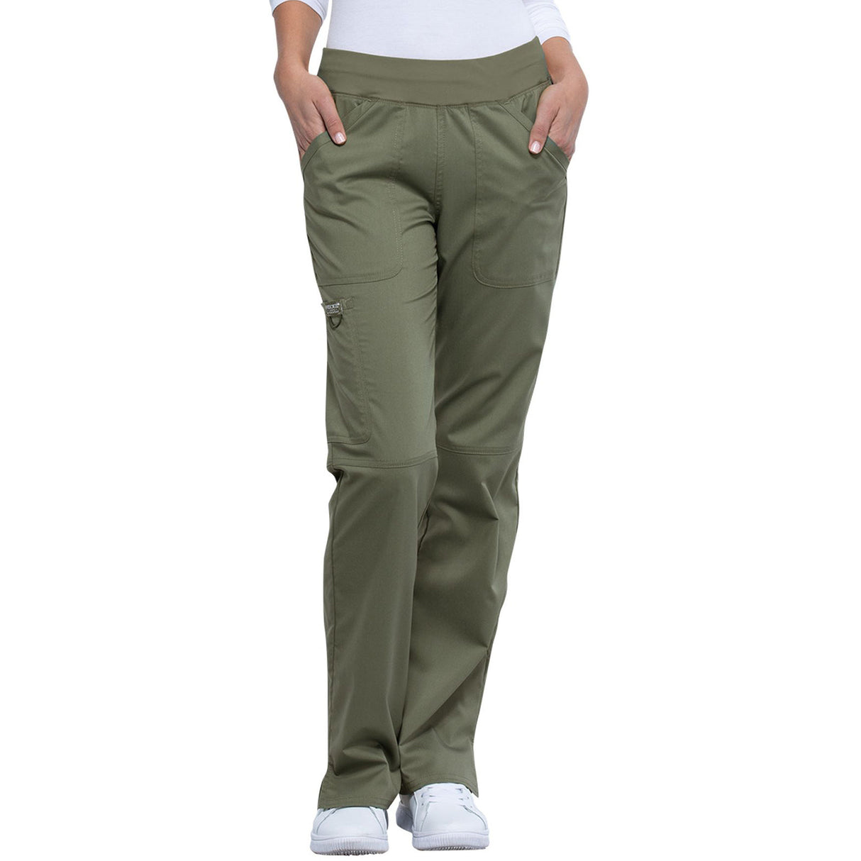 Cherokee Women's 4-Pocket Mid Rise Straight Leg Pull-on Pant