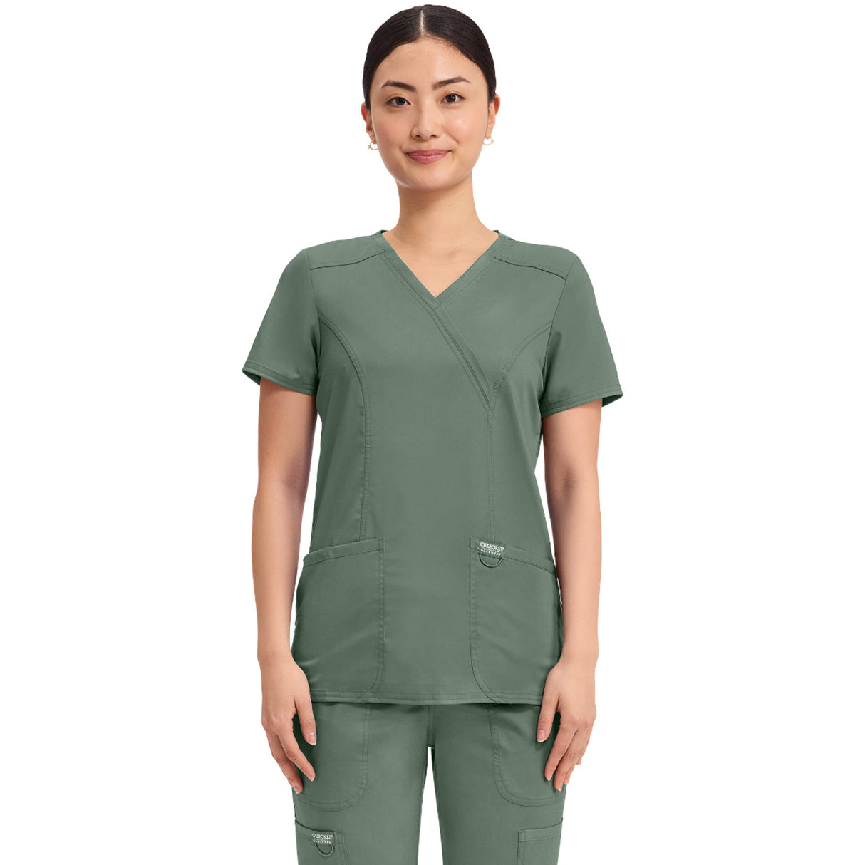 Cherokee Women's 2-Pocket Mock Wrap Top