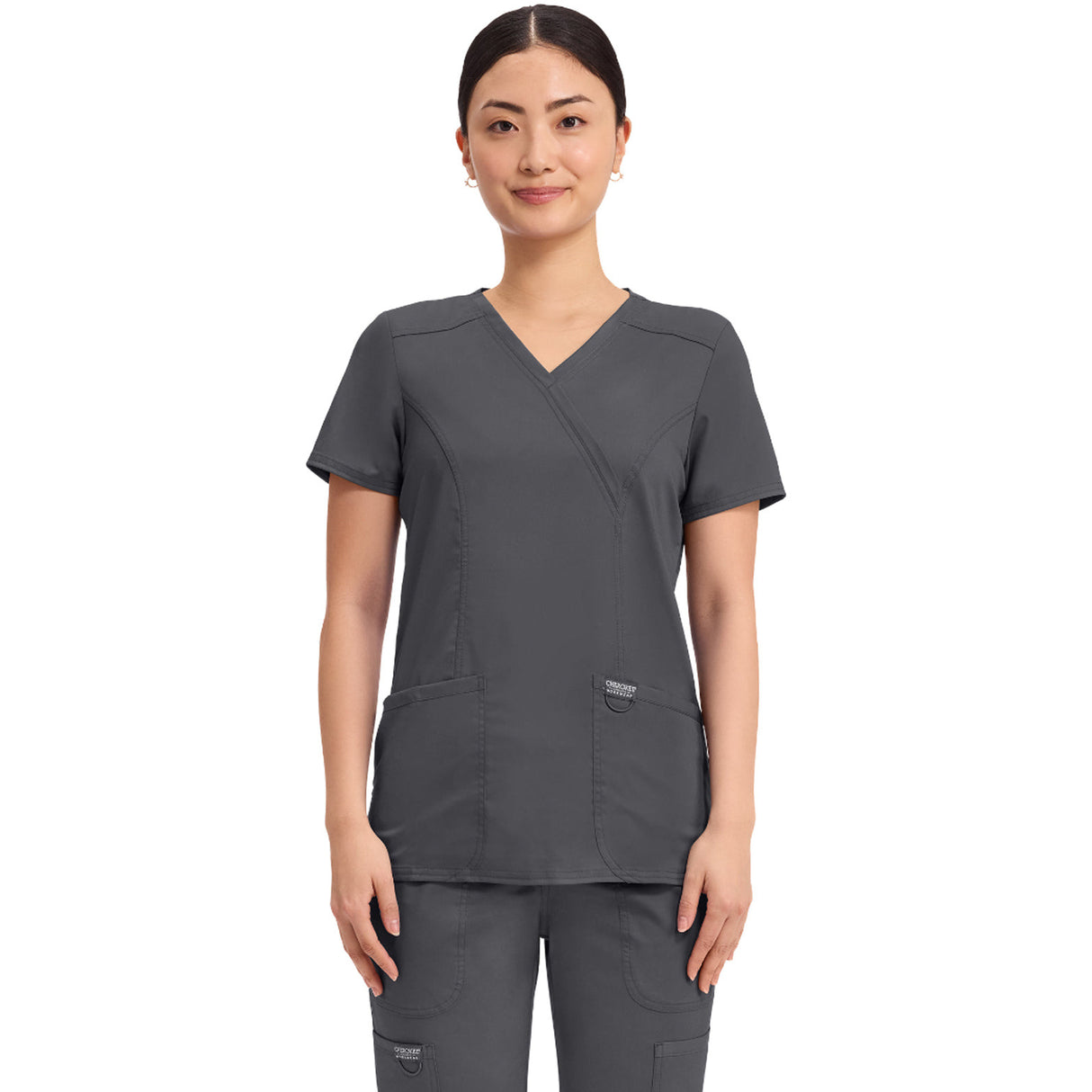 Cherokee Women's 2-Pocket Mock Wrap Top