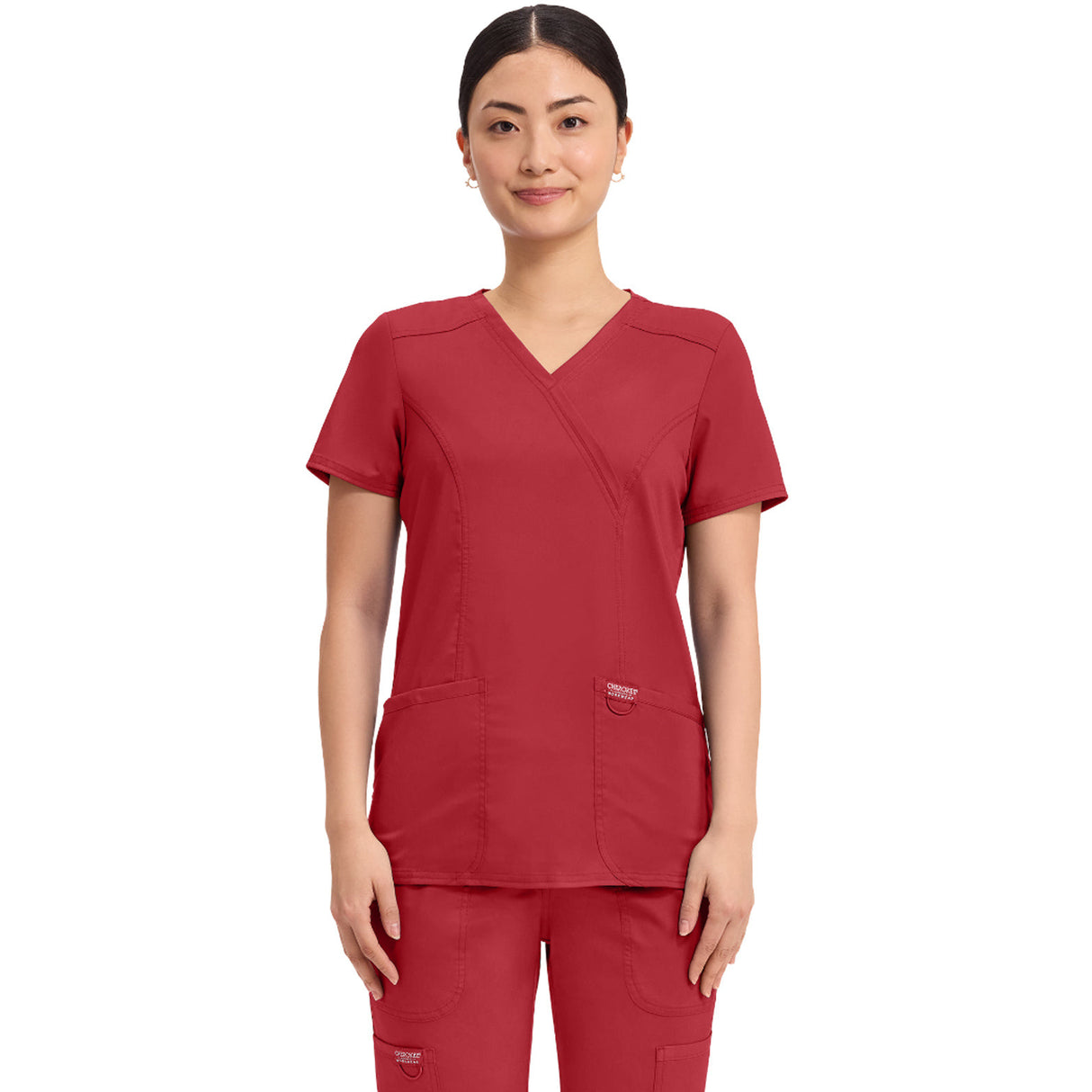 Cherokee Women's 2-Pocket Mock Wrap Top