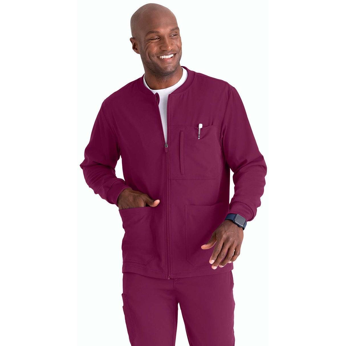 Grey's Anatomy Men's Five-Pocket React Warm-Up Scrub Jacket