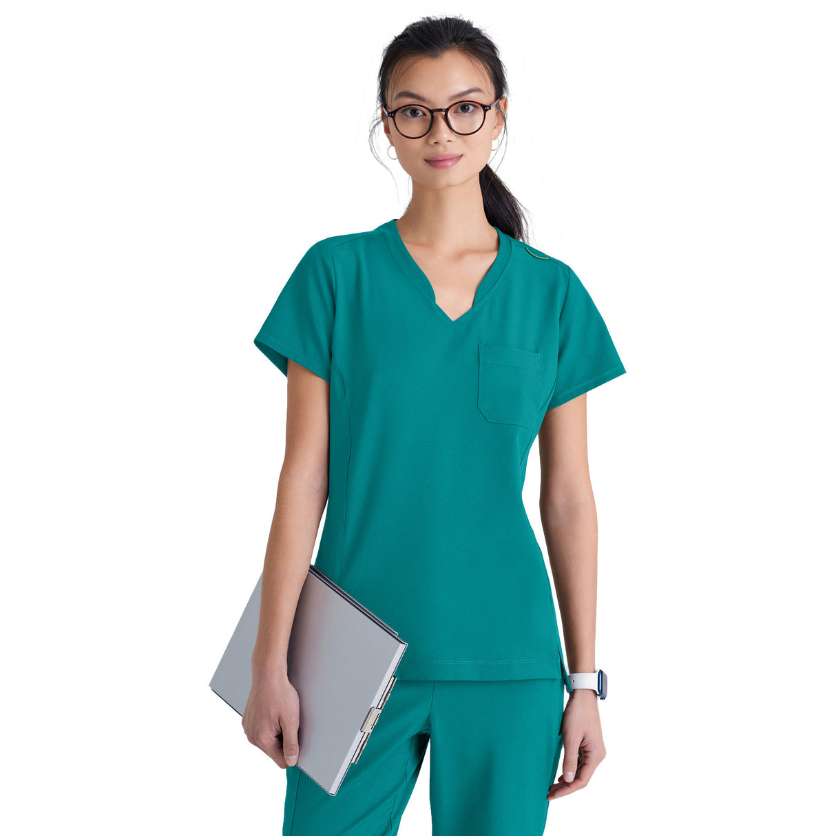 Grey's Anatomy Women's One-Pocket Banded V-Neck Sway Scrub Top