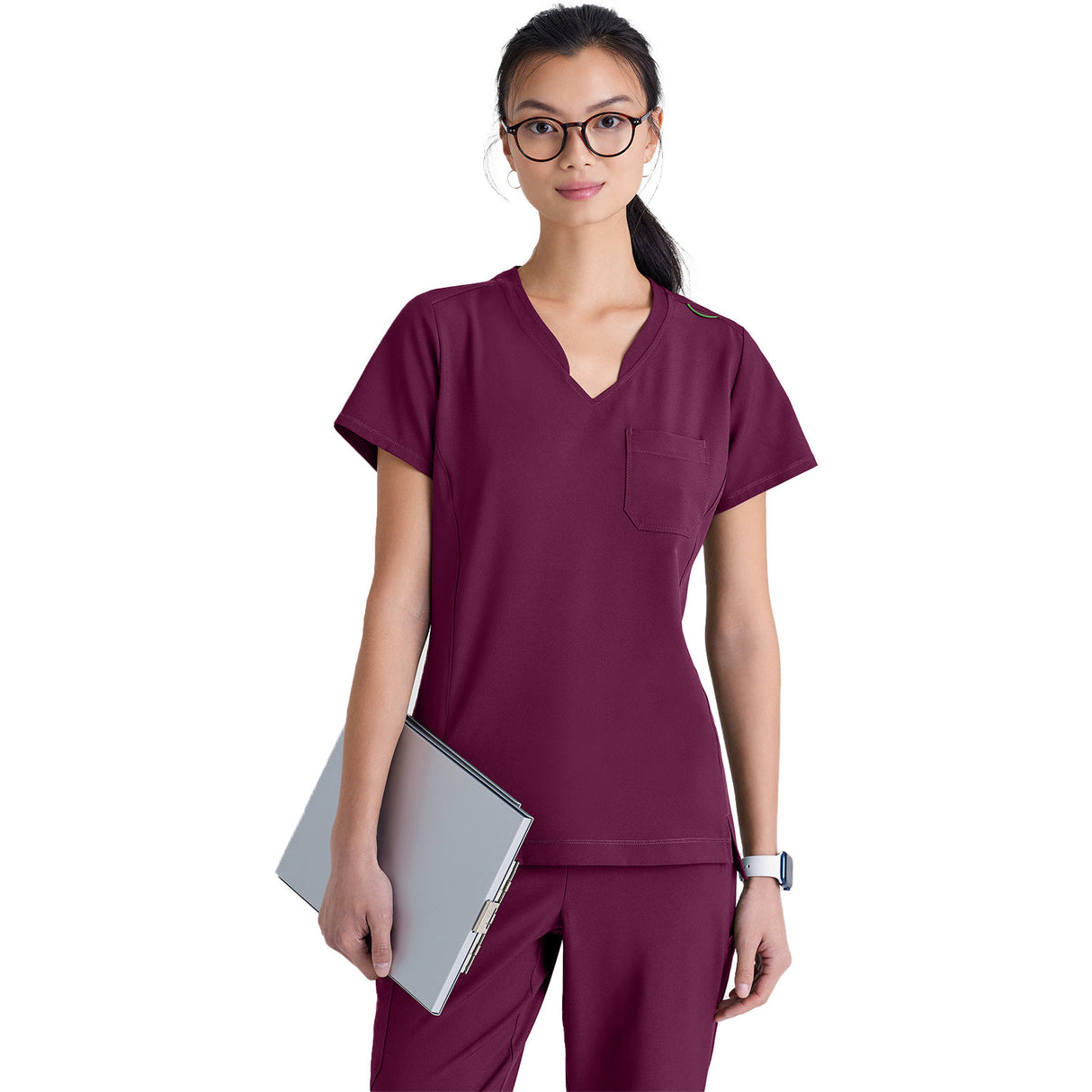 Grey's Anatomy Women's One-Pocket Banded V-Neck Sway Scrub Top