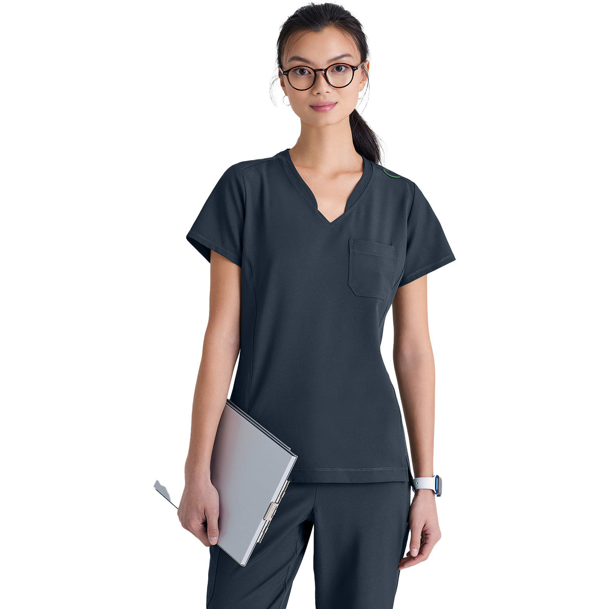 Grey's Anatomy Women's One-Pocket Banded V-Neck Sway Scrub Top