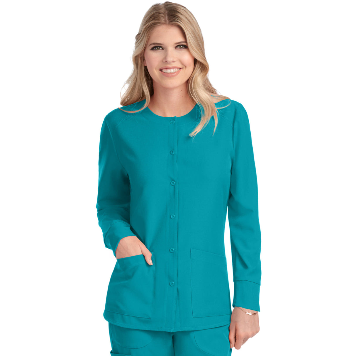 Skechers Women's Two-Pocket Snap-Front Stability Warm-Up Scrub Jacket