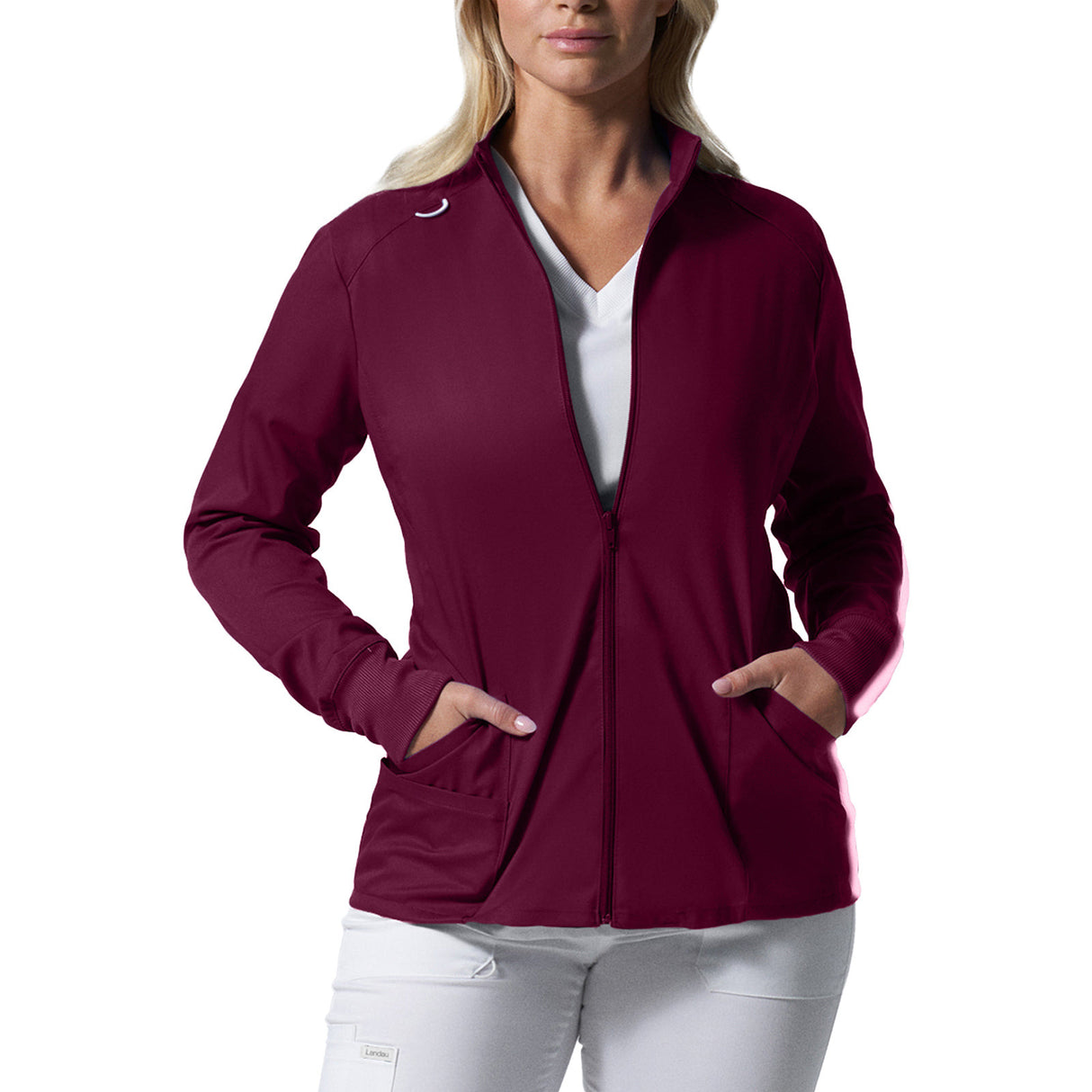 Landau Women's Three-Pocket Mock Neck Zip-Front Jacket