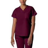 Landau Women's Two-Pocket Back Princess Seamed V-Neck Top