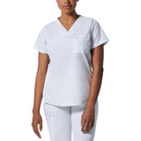 Landau Women's Two-Pocket Back Princess Seamed V-Neck Top