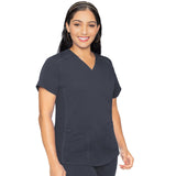 Med Couture Women's 4-Pocket V-Neck Shirttail Top