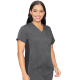 Med Couture Women's 4-Pocket V-Neck Shirttail Top