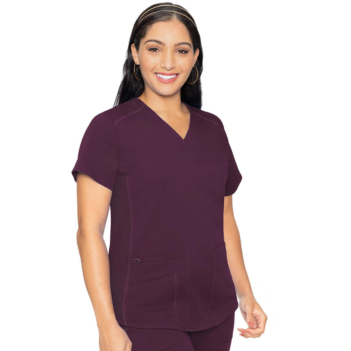 Med Couture Women's 4-Pocket V-Neck Shirttail Top