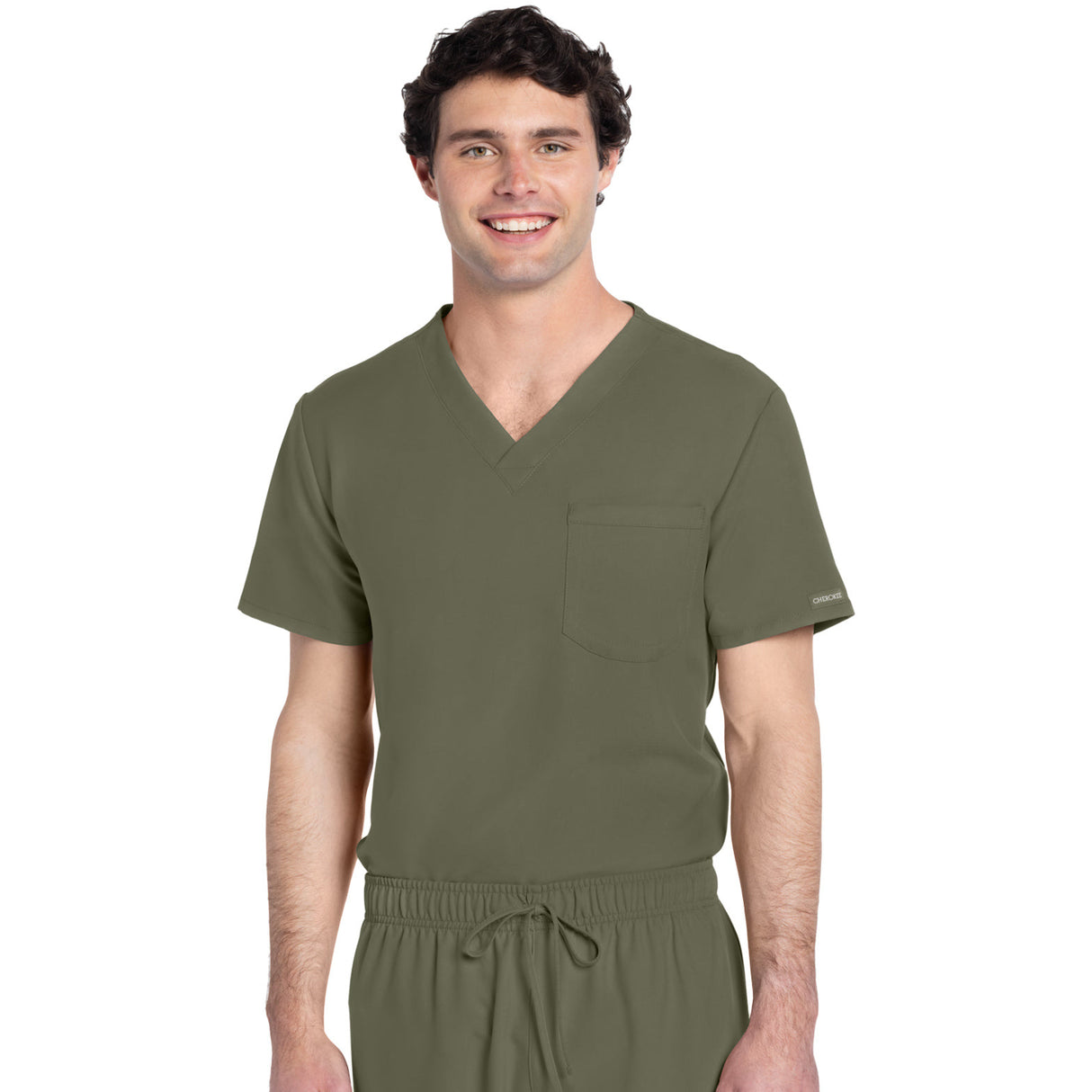 Cherokee Unisex 1-Pocket V-Neck Top
