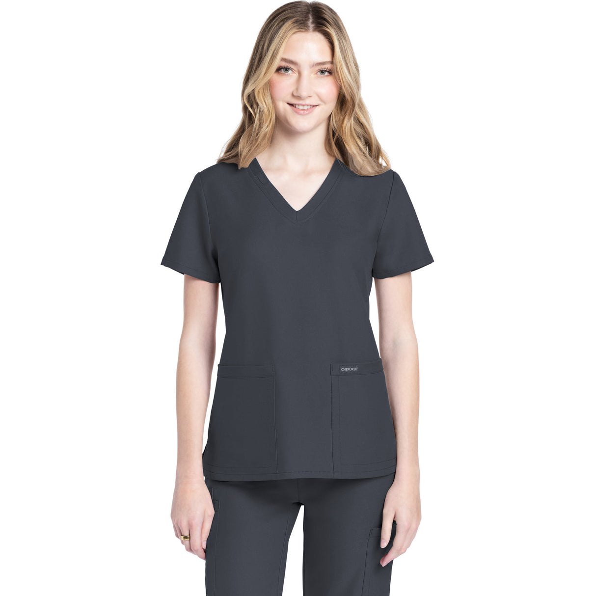Cherokee Women's 2-Pocket V-Neck Top