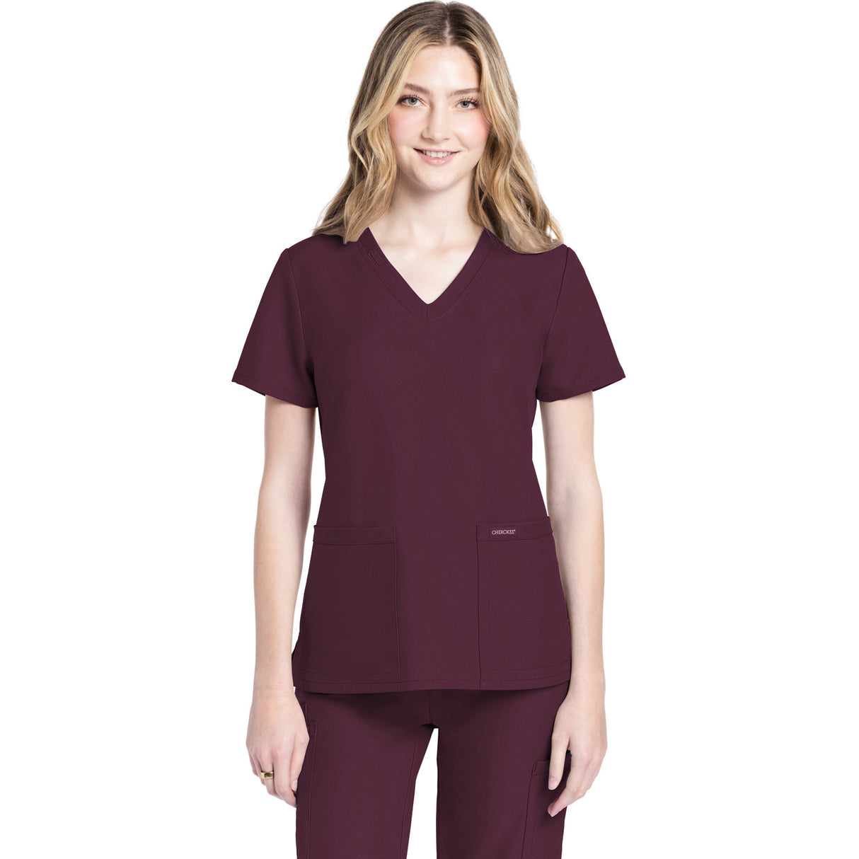 Cherokee Women's 2-Pocket V-Neck Top