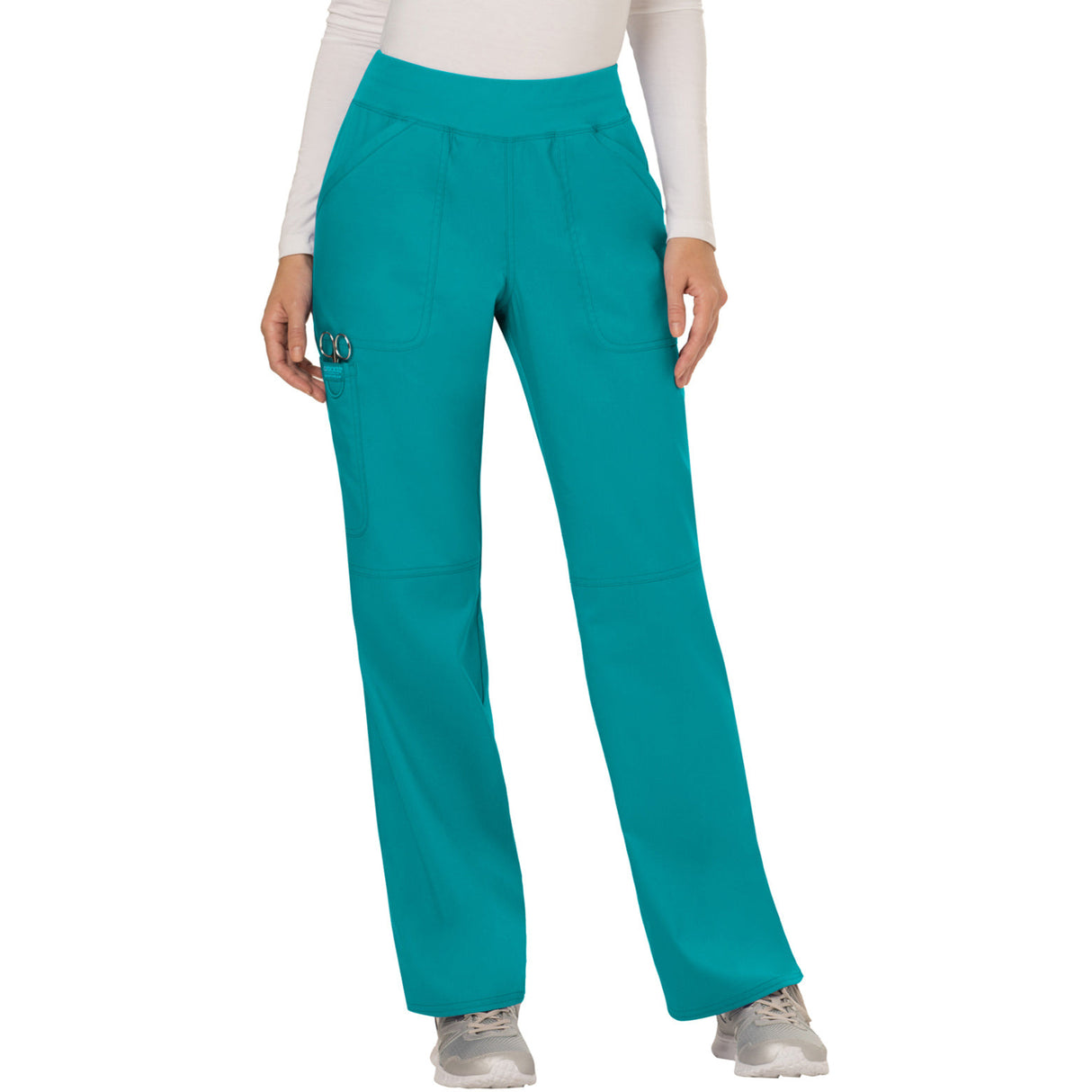 Cherokee Women's 4-Pocket Mid Rise Straight Leg Pull-on Pant