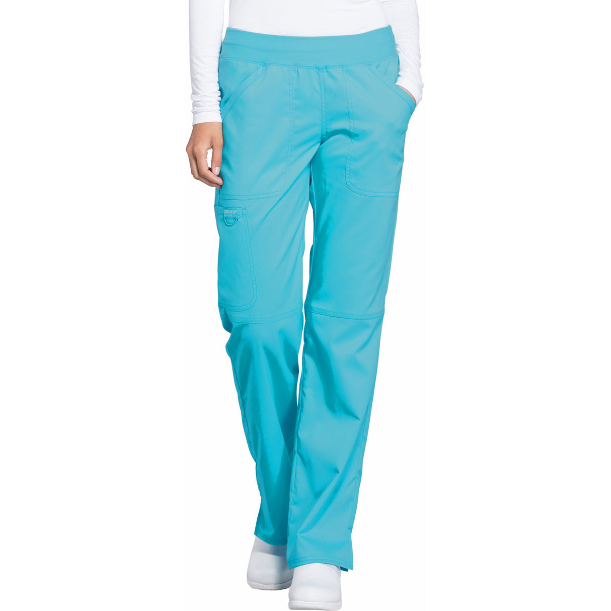 Cherokee Women's 4-Pocket Mid Rise Straight Leg Pull-on Pant