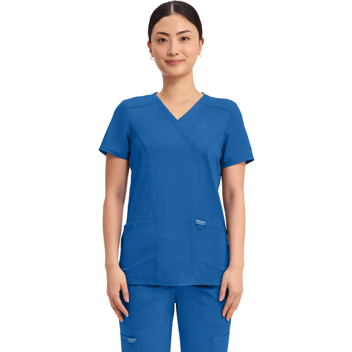 Cherokee Women's 2-Pocket Mock Wrap Top