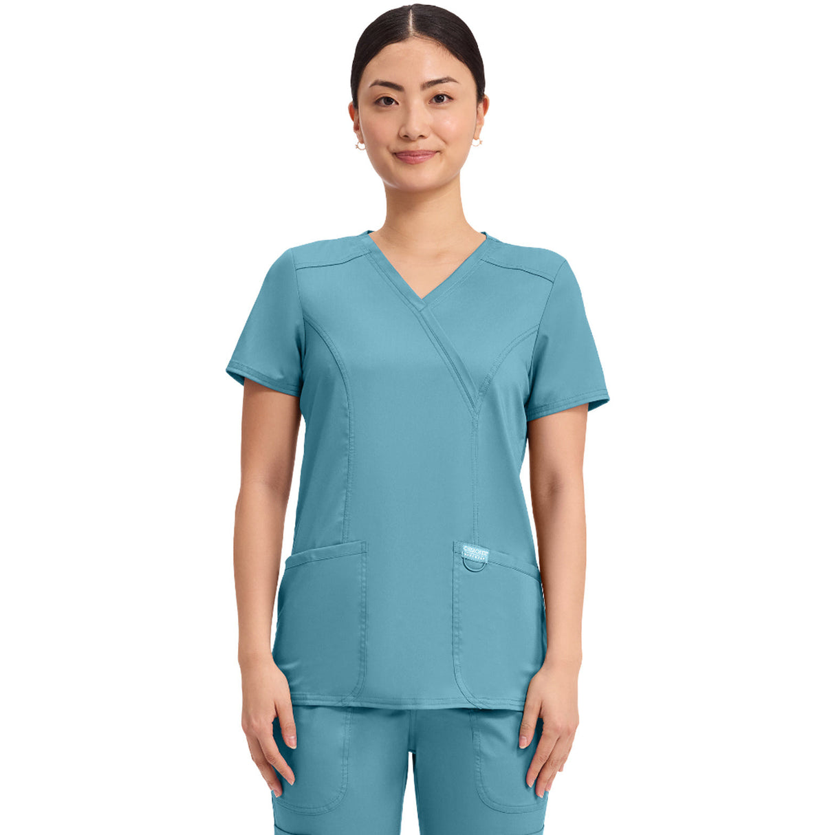 Cherokee Women's 2-Pocket Mock Wrap Top