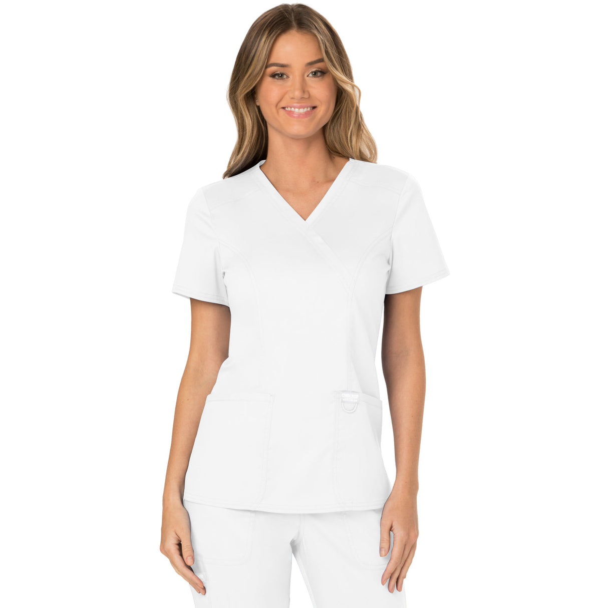 Cherokee Women's 2-Pocket Mock Wrap Top