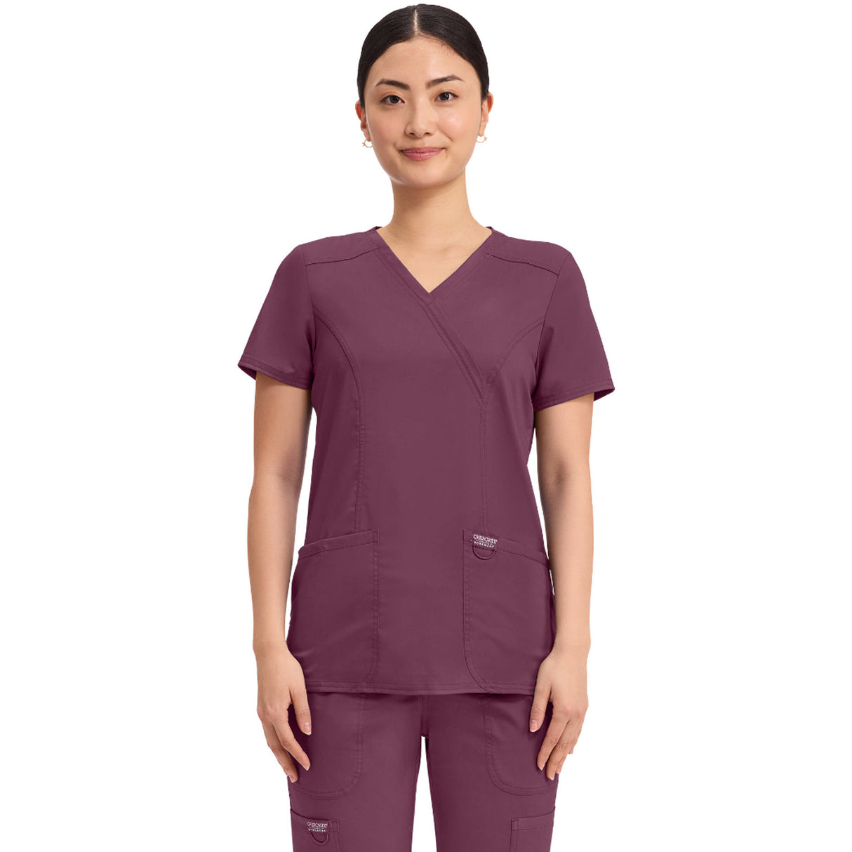 Cherokee Women's 2-Pocket Mock Wrap Top